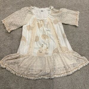 Lace Boho Tunic Dress with Tassels
